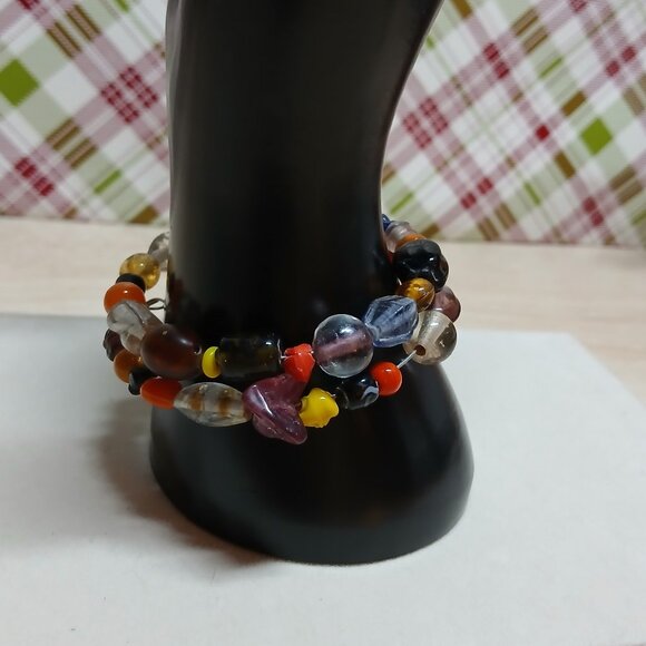 Hand Crafted Colorful Glass Beaded Silver Tone Bracelet Fashion Jewelry #36 - Picture 4 of 9